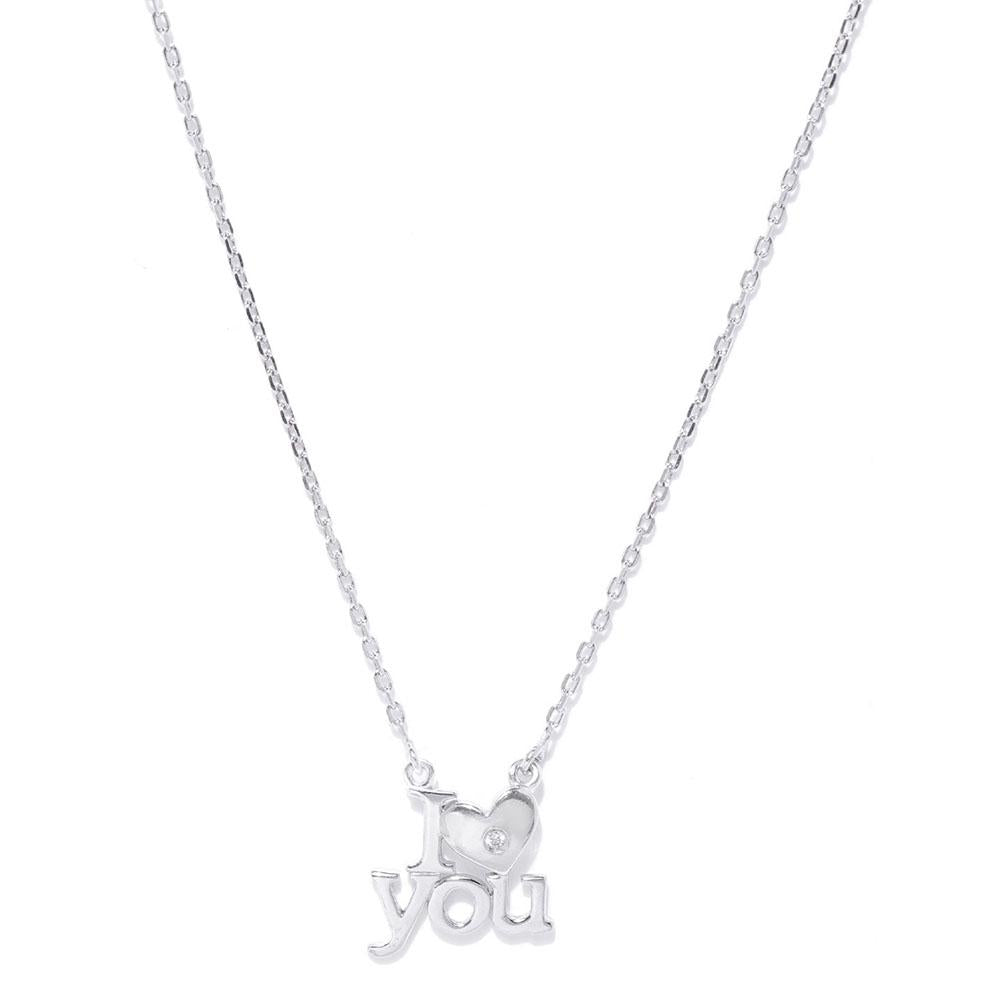 Carlton London Silver I Love You Charm Pendant Necklace
