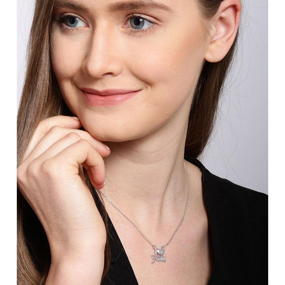 Carlton London Silver I Love You Charm Pendant Necklace
