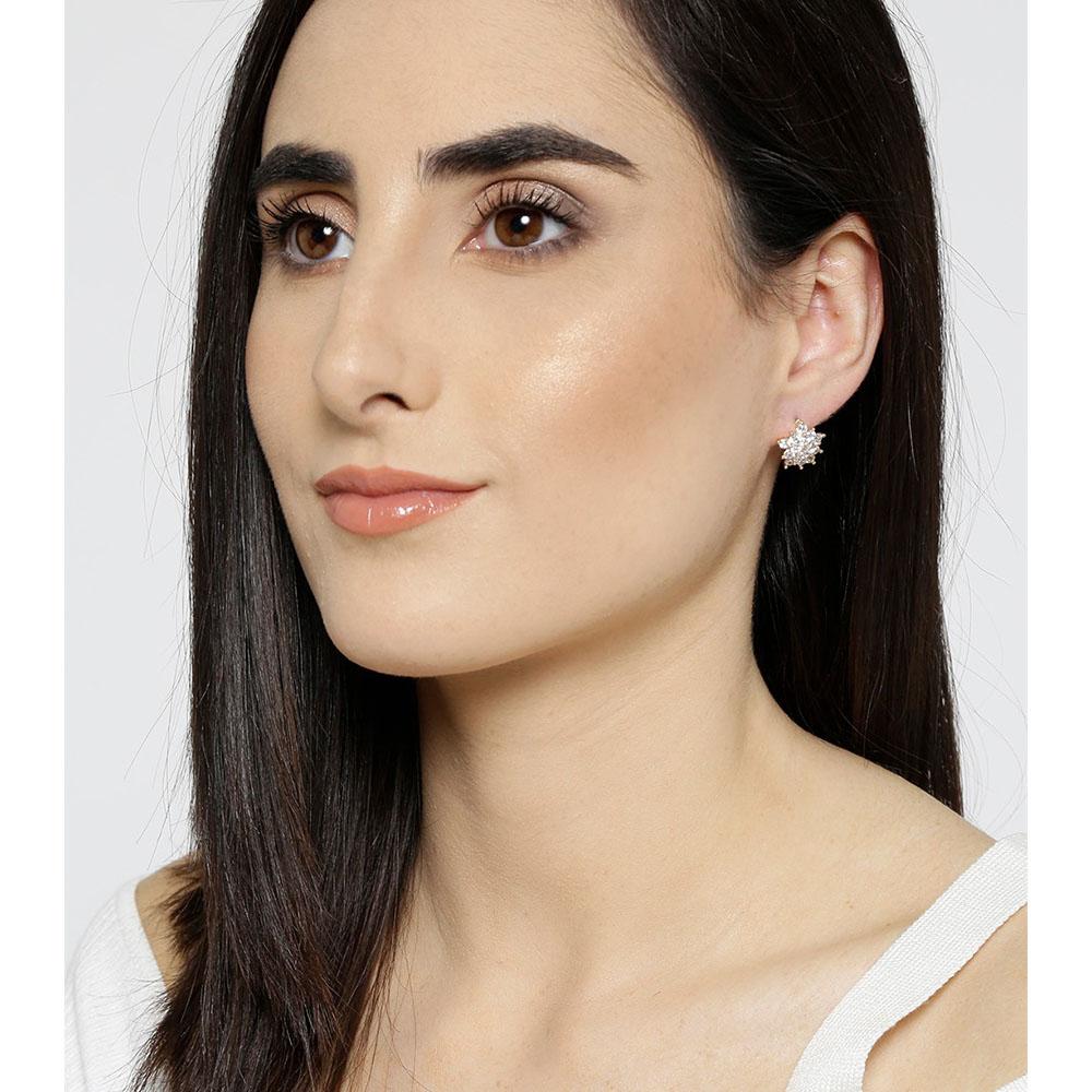 Carlton London Gold Floral Flower Star Stud Earrings