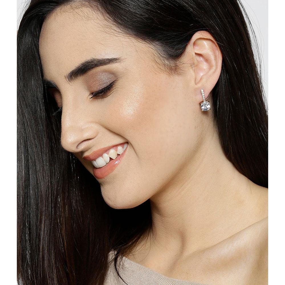 Carlton London Gold Square Drop Dangle Earrings