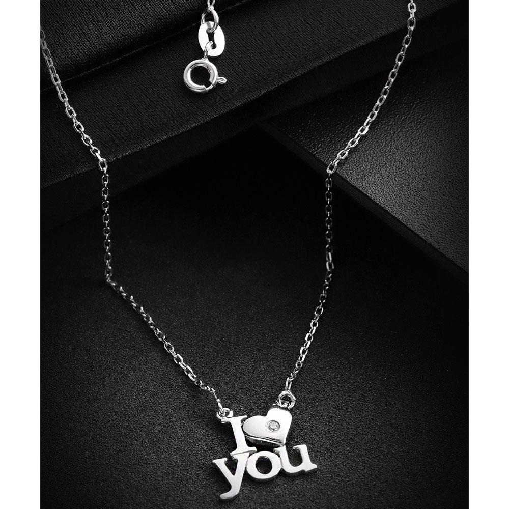 Carlton London Silver I Love You Charm Pendant Necklace