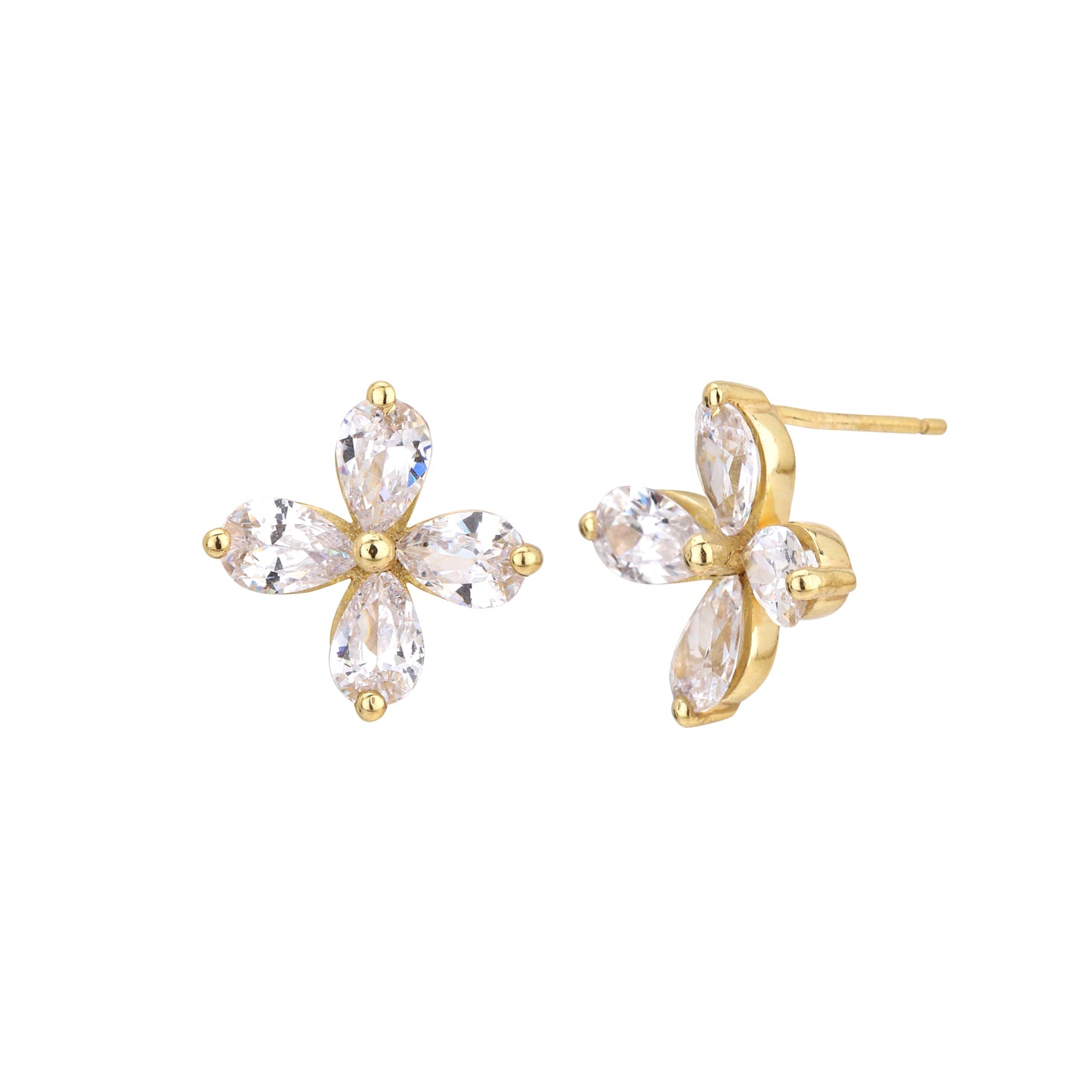Carlton London Gold Floral Flower Stud Earrings