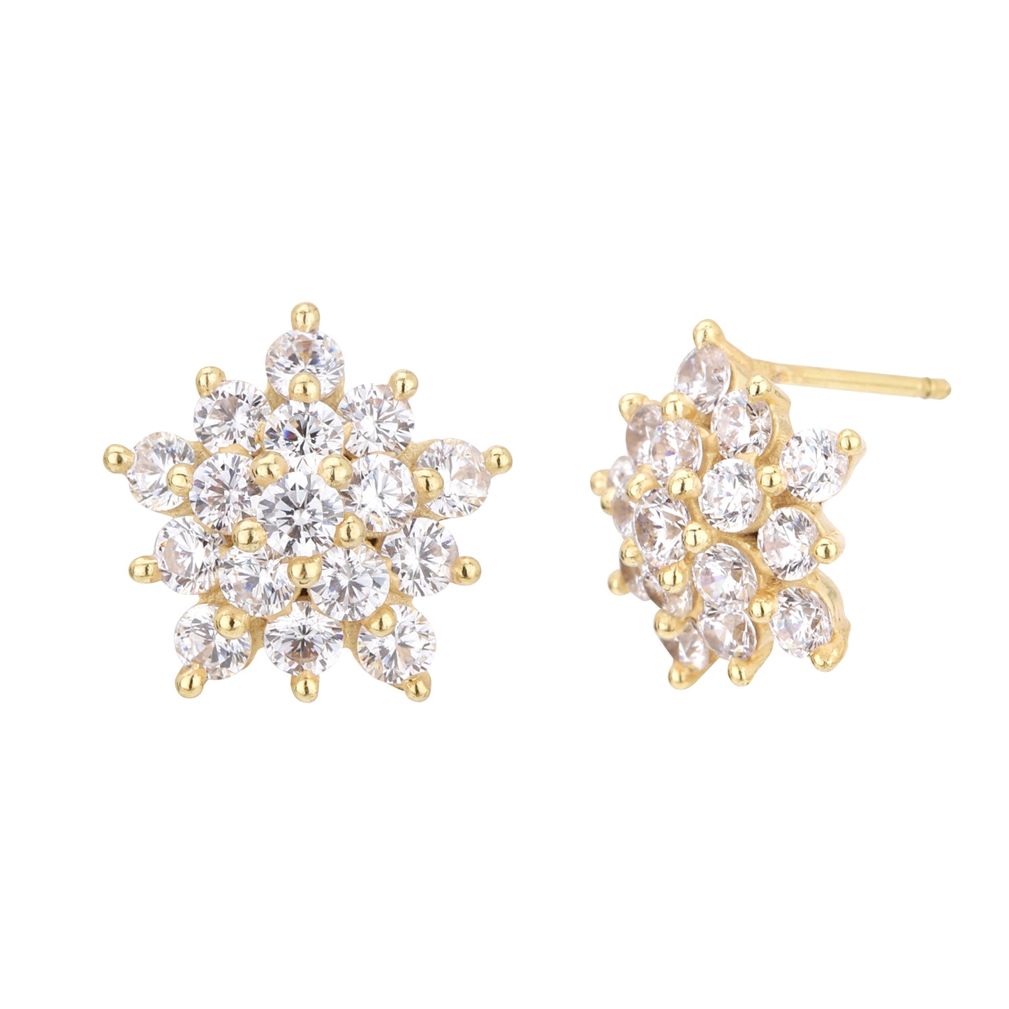 Carlton London Gold Floral Flower Star Stud Earrings