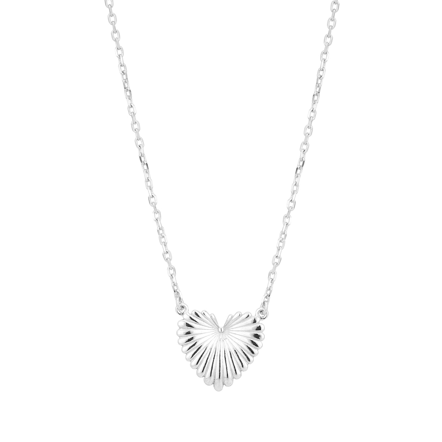 Carlton London Heart Shaped Silver Pendant Charm Necklace