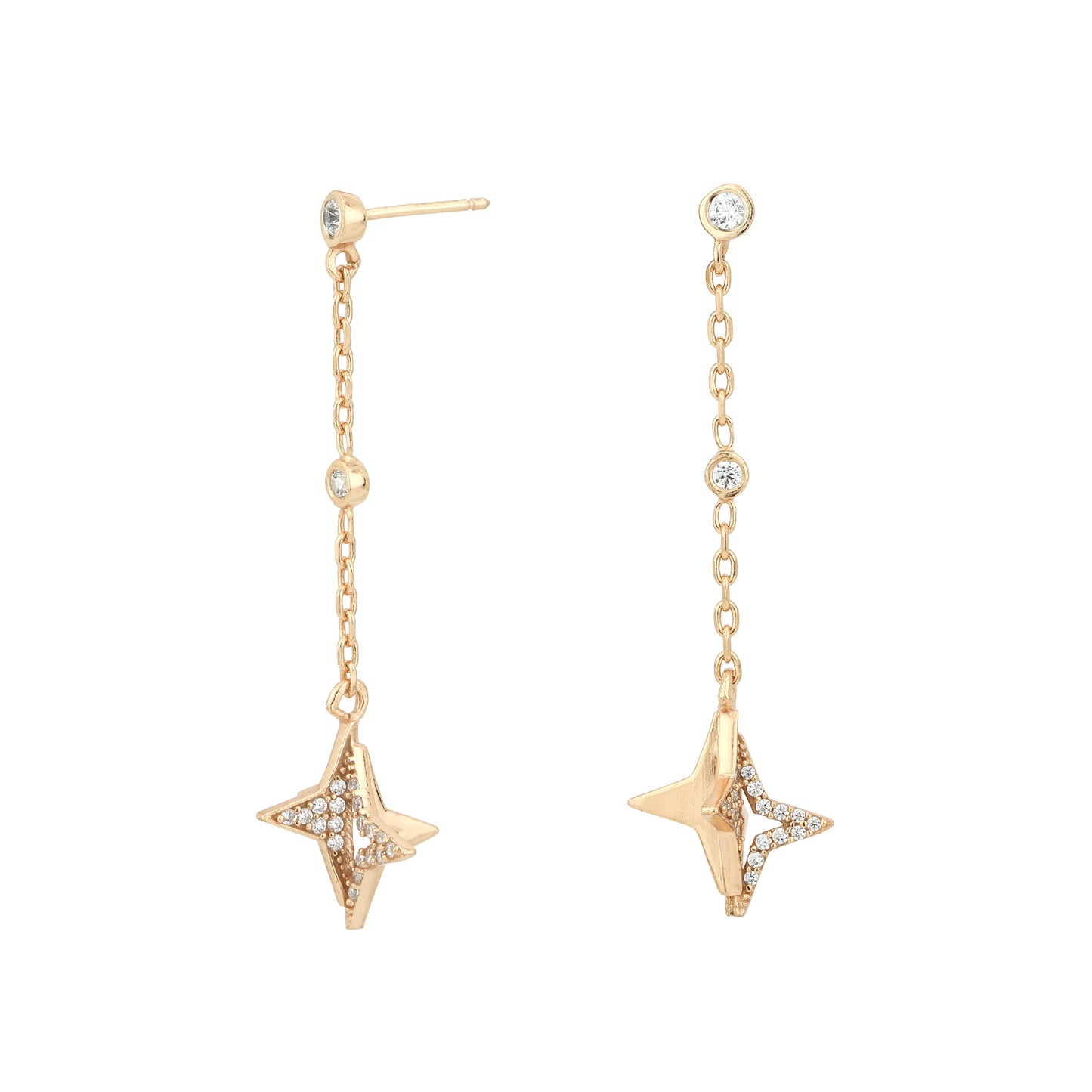 Carlton London Rose Gold Star Shaped Drop Dangle Earrings