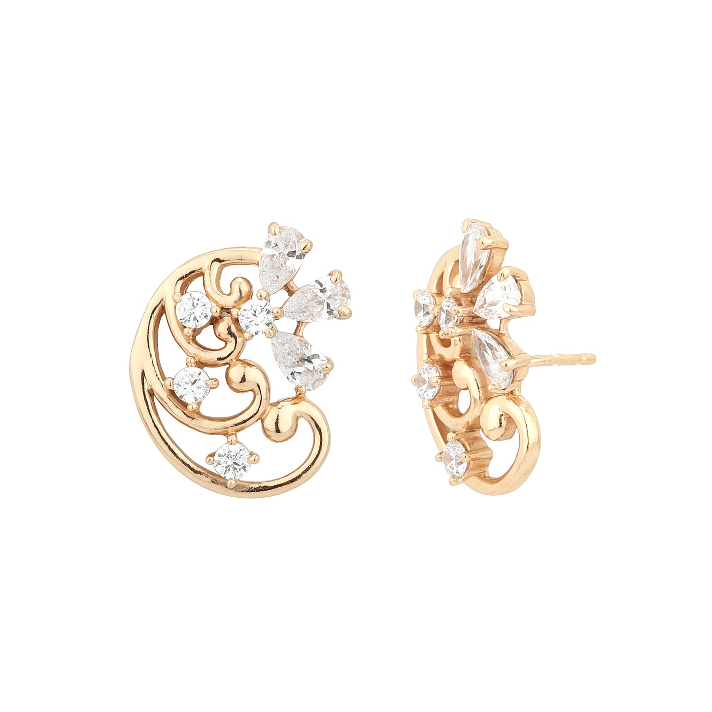 Carlton London Rose Gold Contemporary Floral Stud Earrings