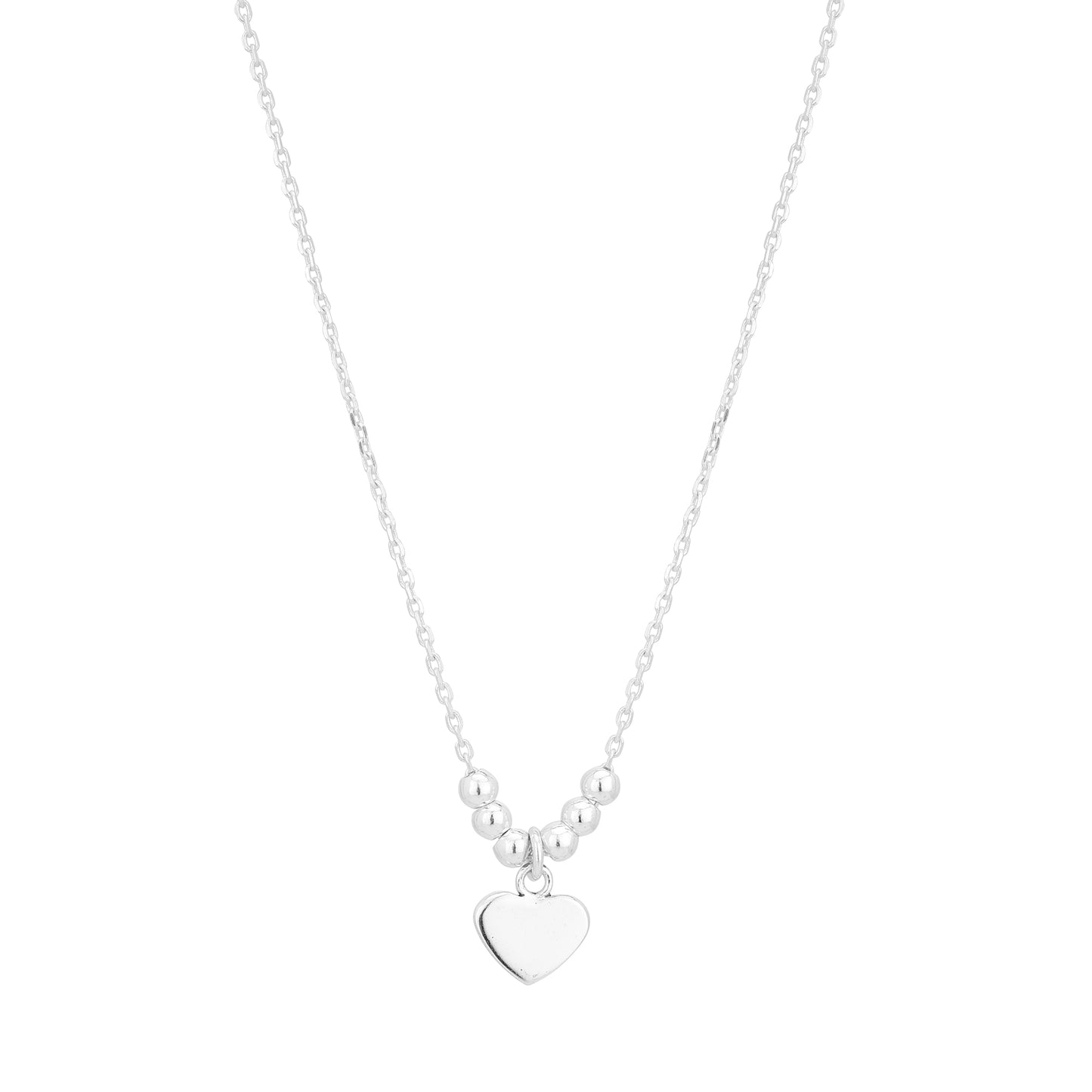 Carlton London Silver Beaded Heart Charm Pendant Necklace