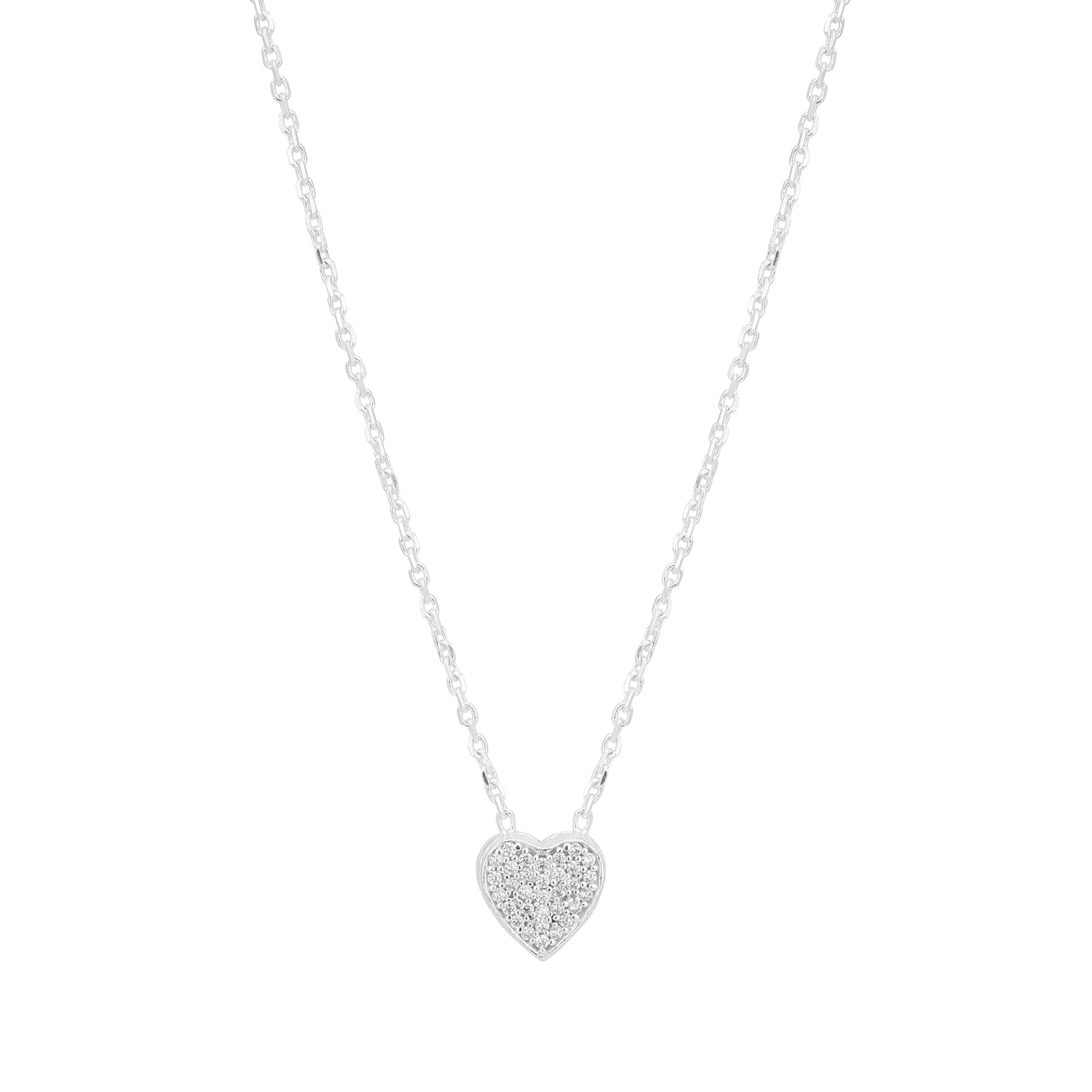 Carlton London Silver Heart Shaped Pendant Charm Necklace