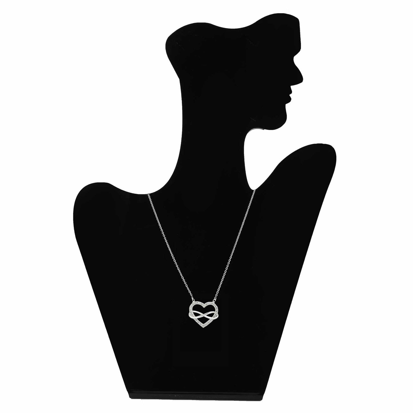Carlton London Silver Heart-Shaped Pendant Charm Necklace